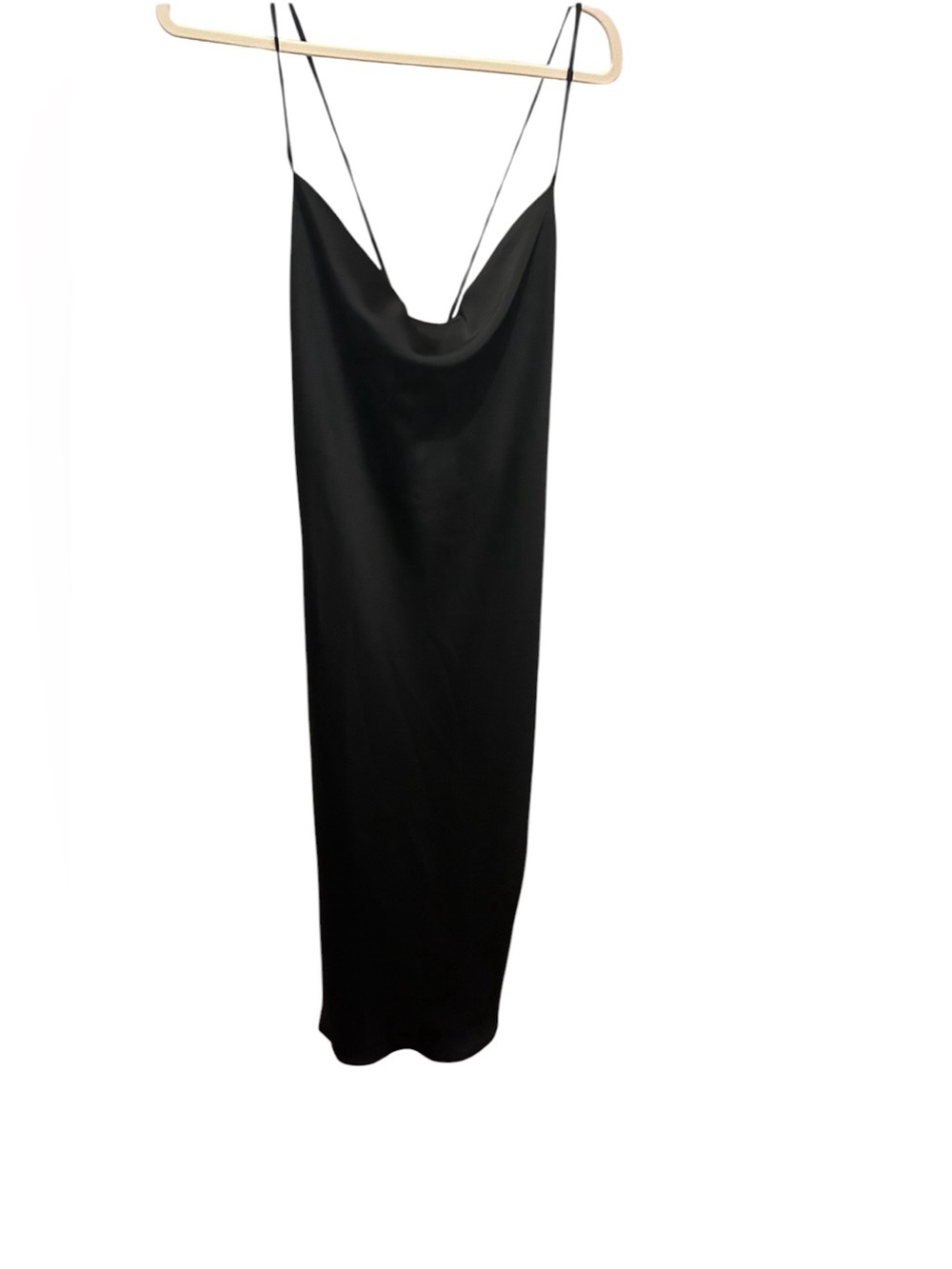 Willow & Clay Black Satin Cowl Slip Maxi Dress
